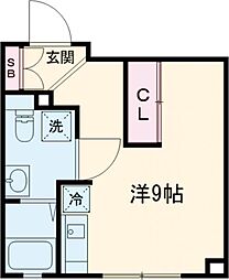 ルナーリア 3階ワンルームの間取り