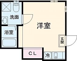 京王線 千歳烏山駅 徒歩10分の賃貸アパート 1階ワンルームの間取り