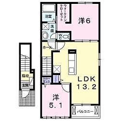レイク　Ａ 2階2LDKの間取り