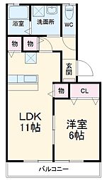 フォルトゥーナ 1階1LDKの間取り
