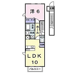 JR高崎線 高崎駅 徒歩18分の賃貸アパート 2階1LDKの間取り