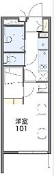 レオパレスＹＡＨＡＧＩI 4階1Kの間取り