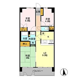 JR高崎線 高崎駅 徒歩17分の賃貸マンション 4階3LDKの間取り