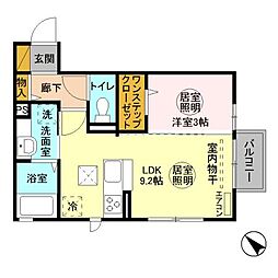 ティアラ　中丸 1階1LDKの間取り