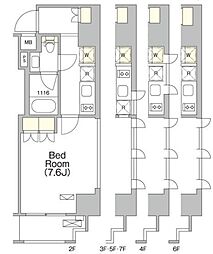 ＯＲＳＵＳ西日暮里 7階1Kの間取り