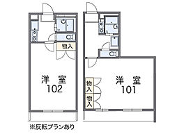 レオパレスプランドール2 1Kの間取図画像