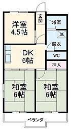 コーポ深谷 2階3DKの間取り