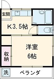 京王線 仙川駅 徒歩9分の賃貸アパート 1階1Kの間取り