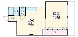 ファースト徳川 3階1LDKの間取り