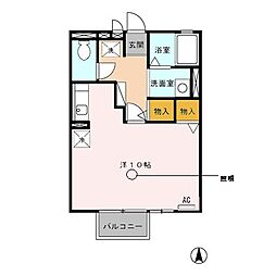 セジュール辻 2階ワンルームの間取り