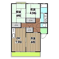 メゾンド・ポンヌフ 1階3DKの間取り