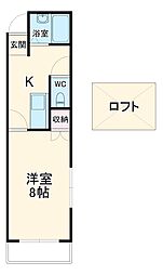 ドウェルＵ 2階1Kの間取り