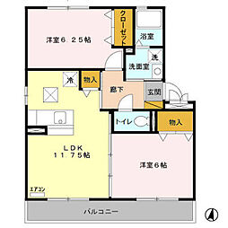 大黒屋　八 1階2LDKの間取り