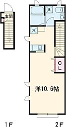 セレッソ目黒洗足 2階1Kの間取り