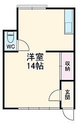 たちばなハイツ 1階ワンルームの間取り