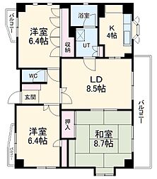 名古屋市営名城線 久屋大通駅 徒歩6分の賃貸マンション 3階3LDKの間取り