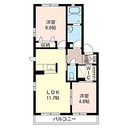 プレメゾン・イマイ 2階2LDKの間取り