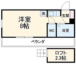 カーサ・エスペシア 2階1Kの間取り