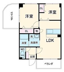 レジデンス・マロン参番館 3階2LDKの間取り