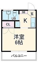 ボンメゾン 1Kの間取図画像