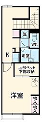 レオパレスＰｅａｃｅ 2階1Kの間取り