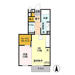 セピアコート 1階1DKの間取り