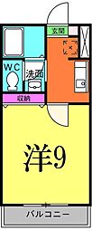 東武野田線 六実駅 徒歩4分の賃貸アパート 2階1Kの間取り