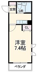 ローズマンションＡ69番館 3階1Kの間取り