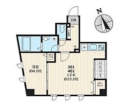 ピークサイドレジデンス早稲田 4階1LDKの間取り