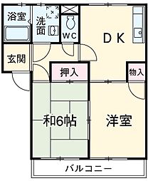 JR東海道本線 豊橋駅 バス25分 前芝住宅下車 徒歩2分の賃貸アパート 2階2DKの間取り