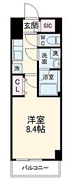 名鉄常滑線 柴田駅 徒歩2分の賃貸マンション 6階1Kの間取り