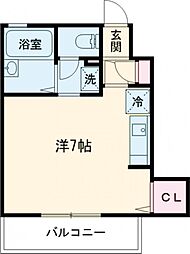 サンハウス中央 1階ワンルームの間取り