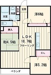 ＴＡＭ’Ｓ　ＣＯＵＲＴ 1階3LDKの間取り
