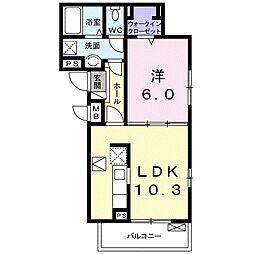 名鉄小牧線 味鋺駅 徒歩14分の賃貸アパート 1階1LDKの間取り