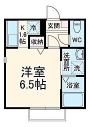 JR南武線 武蔵中原駅 徒歩12分の賃貸アパート 2階1Kの間取り