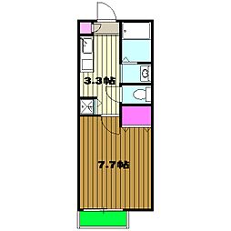 メゾンソレイユ 1階1Kの間取り
