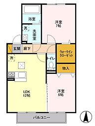 つくばエクスプレス みらい平駅 徒歩14分の賃貸アパート 1階2LDKの間取り