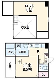 エリュート 2階1Kの間取り