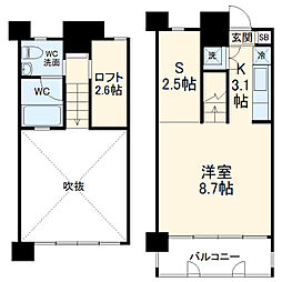 東急東横線 新丸子駅 徒歩9分の賃貸マンション 5階ワンルームの間取り