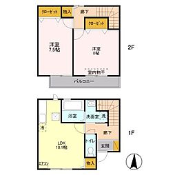 メゾンベールＭ 1階2LDKの間取り
