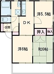 パルクールＢ 1階3DKの間取り