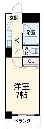 アメニティ泉 7階1Kの間取り