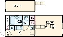 阪急京都本線 茨木市駅 徒歩8分の賃貸アパート 2階1Kの間取り
