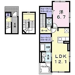 パリ7 1LDKの間取図画像