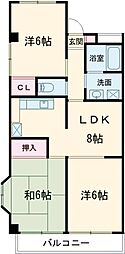 メゾン・リヴィエール 6階3DKの間取り