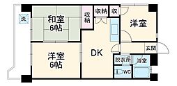 JR東海道本線 西岐阜駅 徒歩30分の賃貸マンション 5階3DKの間取り