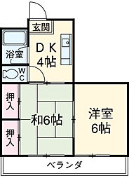 メゾン魚町 4階2Kの間取り