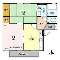 セレッソくらがの　Ｂ 2階2Kの間取り