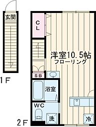 パインヒル12 2階ワンルームの間取り