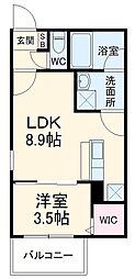 ＦＡＭＩＬＹ　ＳＴＡＧＥ烏森 2階1LDKの間取り